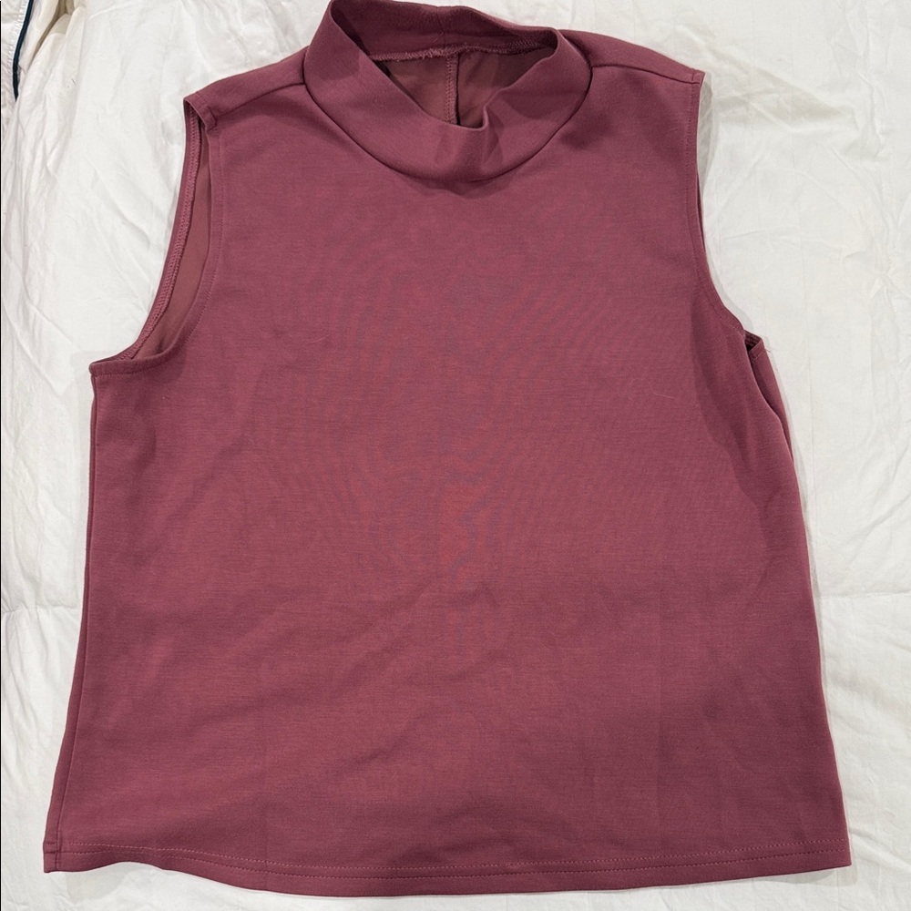 Elegant Sleeveless Mock Neck Top in Plum